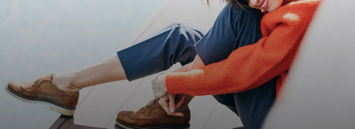 Youthful and edgy fashion style featuring handcrafted leather shoes and contrasting color outfits